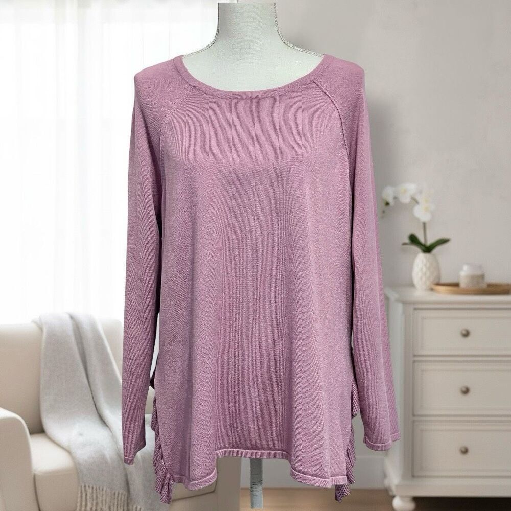 Avenue Mauve Pink Ruffle Sweater Sz 2X - Picture 4 of 10